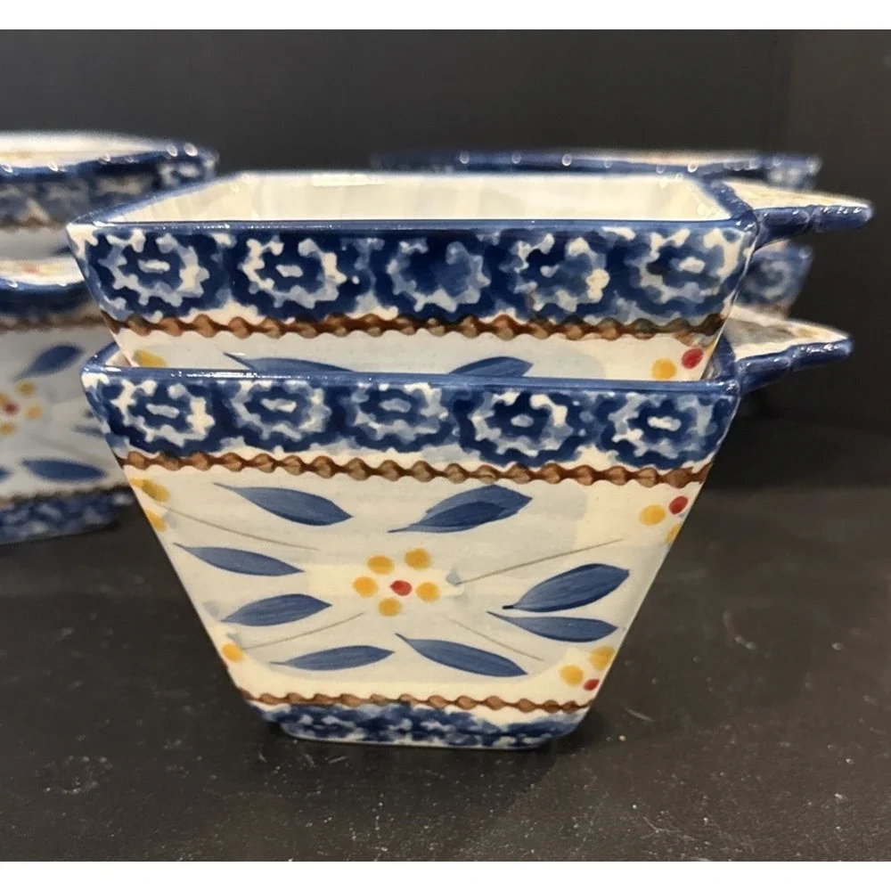 Temptations by Tara Old World Floral Blue Single Serve Ramekins 10‎ Oz Set of 6